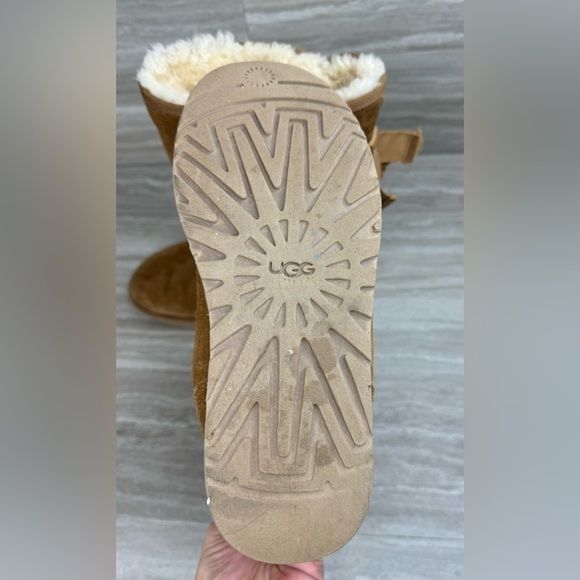 Ugg Allegra Double Bow Chestnut Shearling Mid Boots Womens Size 6 - Picture 5 of 14
